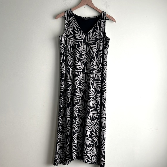 Robe Soleil J Jill Wearever Taille XS - Maille Douce Imprimé Hawaïen Rose Palmier, Occasion Très Bon état